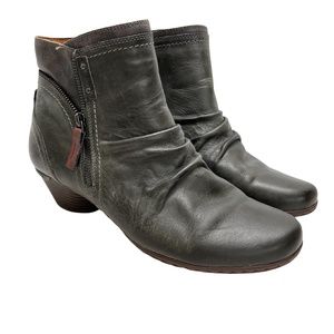 COBB HILL Dark Gray Ankle Booties Boots Shoes Genuine Leather Chunky Heels sz 11